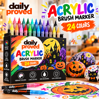 24-Color Acrylic Brush Marker Set
