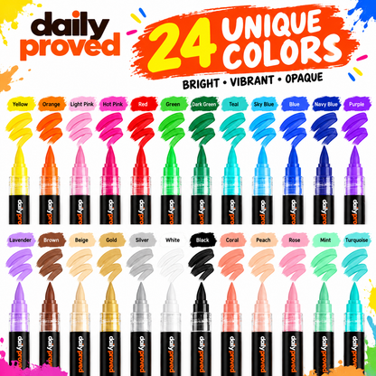 24-Color Acrylic Brush Marker Set