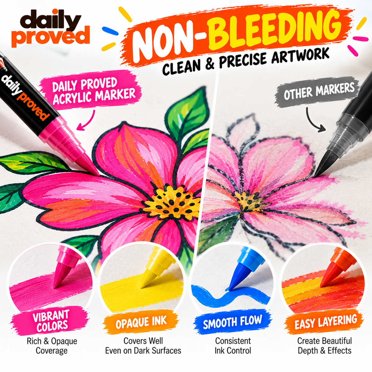 24-Color Acrylic Brush Marker Set
