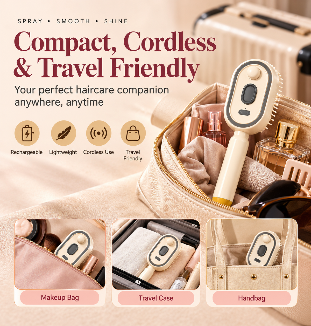 3-in-1 Electric Spray Hair Comb | Mist, Massage & Comb