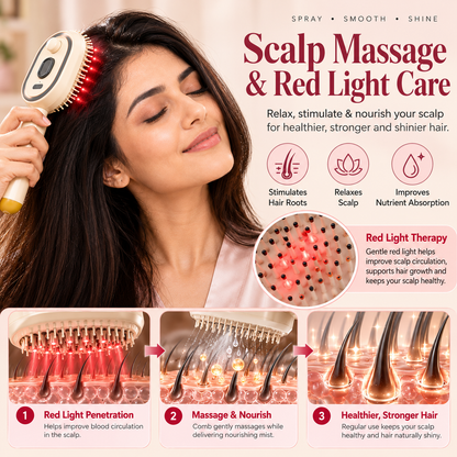 3-in-1 Electric Spray Hair Comb | Mist, Massage & Comb