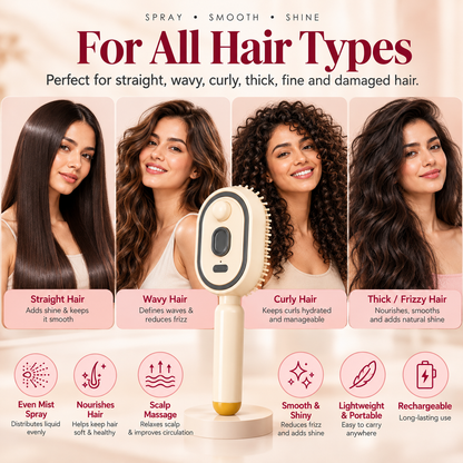 3-in-1 Electric Spray Hair Comb | Mist, Massage & Comb