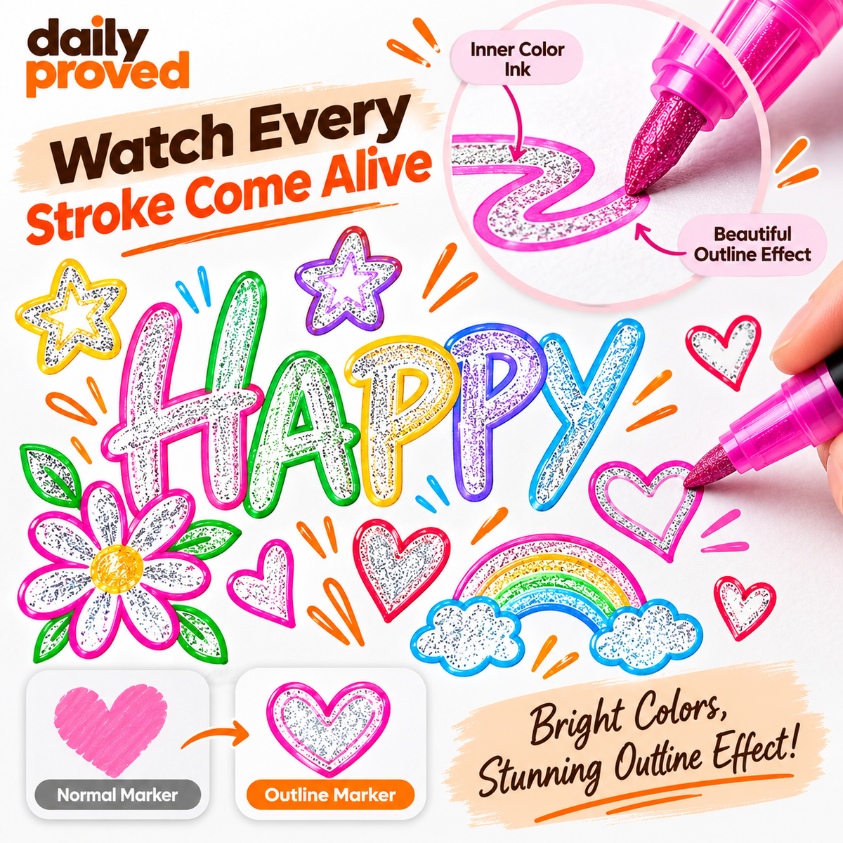 12-Color Magic Outline Pens for Art & DIY