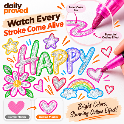 12-Color Magic Outline Pens for Art & DIY